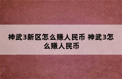 神武3新区怎么赚人民币 神武3怎么赚人民币